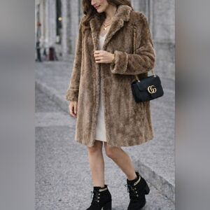 Luxurious Brown Sheared Beaver Stroller Fur Coat.